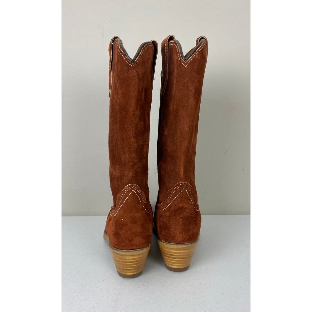 VTG 1974 Women Wolverine USA 12" Western suede leather cowgirl heeled boots, 6 - Picture 5 of 7